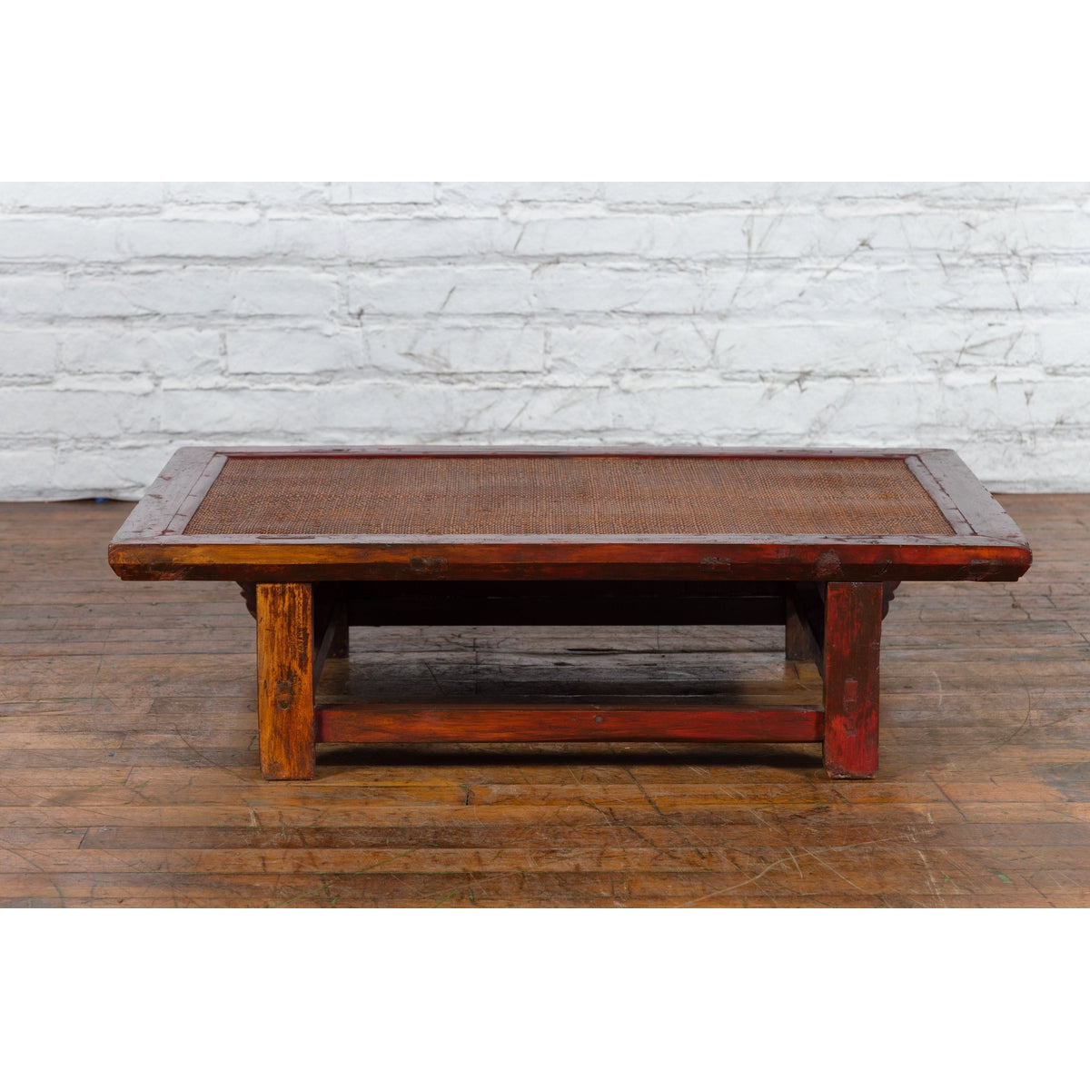 Chinese 19th Century Qing Dynasty Dark Red Lacquer Coffee Table with Rattan Top-14. Asian & Chinese Furniture, Art, Antiques, Vintage Home Décor for sale at FEA Home