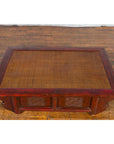 Chinese 19th Century Qing Dynasty Dark Red Lacquer Coffee Table with Rattan Top-5. Asian & Chinese Furniture, Art, Antiques, Vintage Home Décor for sale at FEA Home