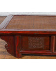 Chinese 19th Century Qing Dynasty Dark Red Lacquer Coffee Table with Rattan Top-7. Asian & Chinese Furniture, Art, Antiques, Vintage Home Décor for sale at FEA Home