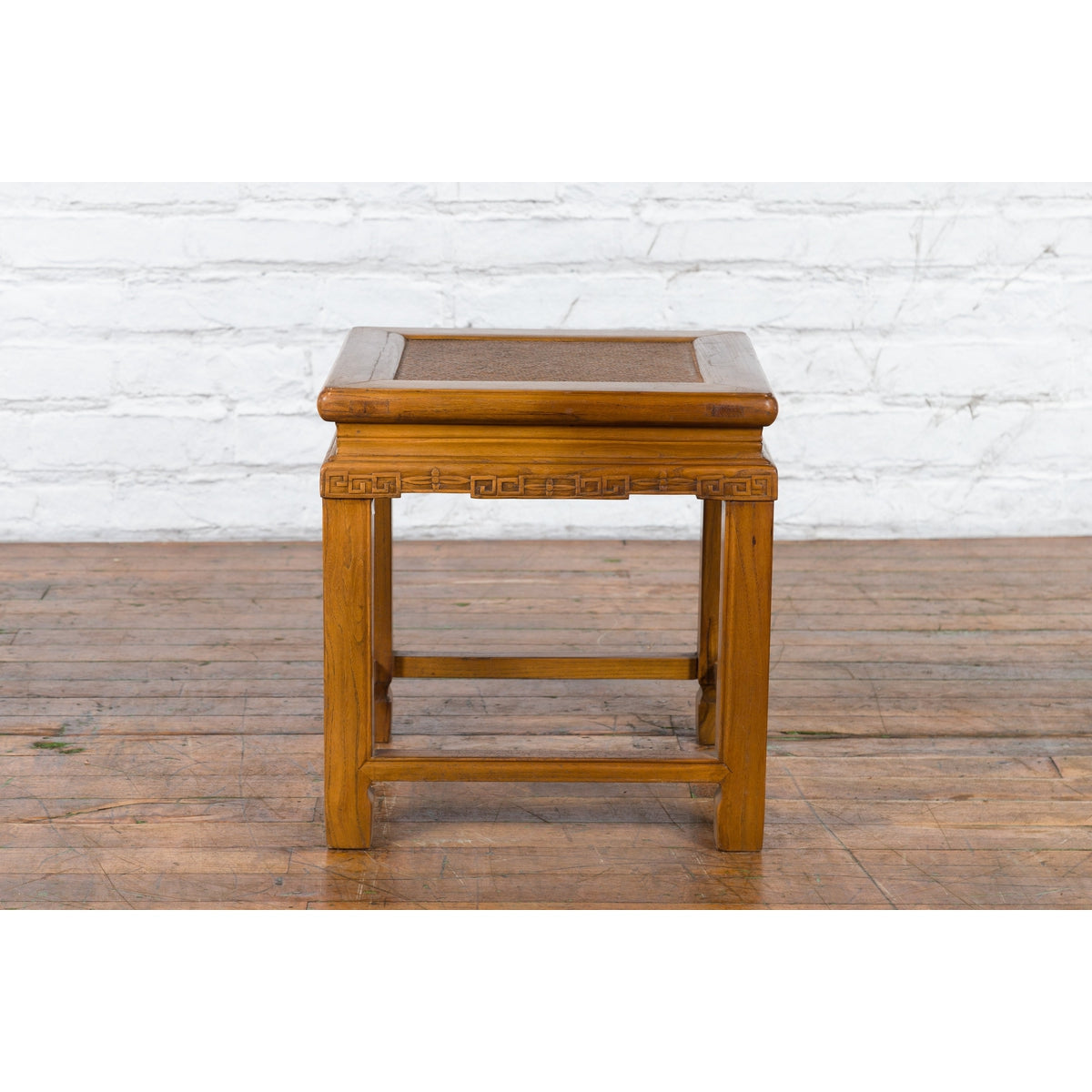 Chinese Early 20th Century Side Table with Carved Apron and Woven Rattan Top-12. Asian & Chinese Furniture, Art, Antiques, Vintage Home Décor for sale at FEA Home