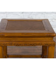 Chinese Early 20th Century Side Table with Carved Apron and Woven Rattan Top-4. Asian & Chinese Furniture, Art, Antiques, Vintage Home Décor for sale at FEA Home