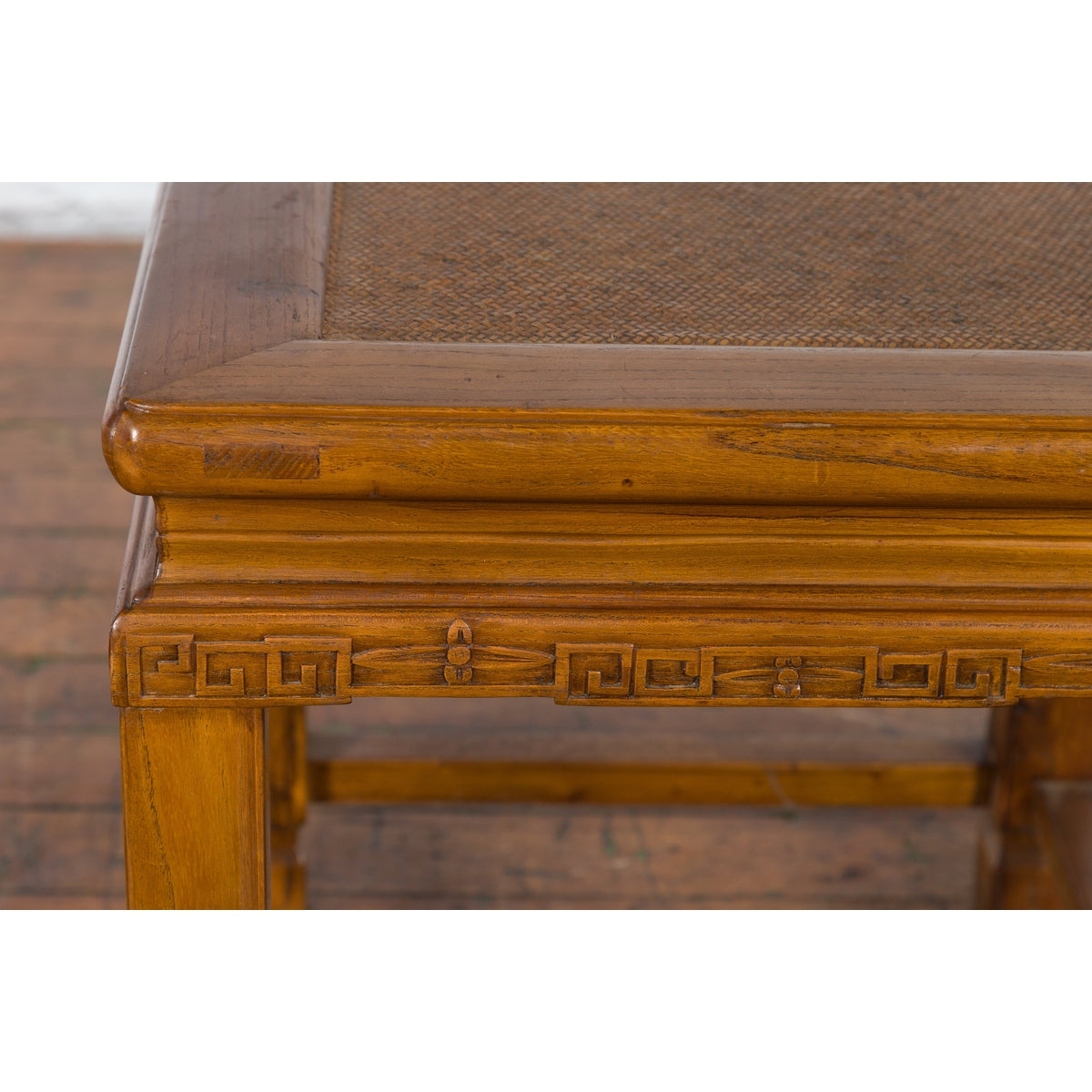Chinese Early 20th Century Side Table with Carved Apron and Woven Rattan Top-6. Asian & Chinese Furniture, Art, Antiques, Vintage Home Décor for sale at FEA Home