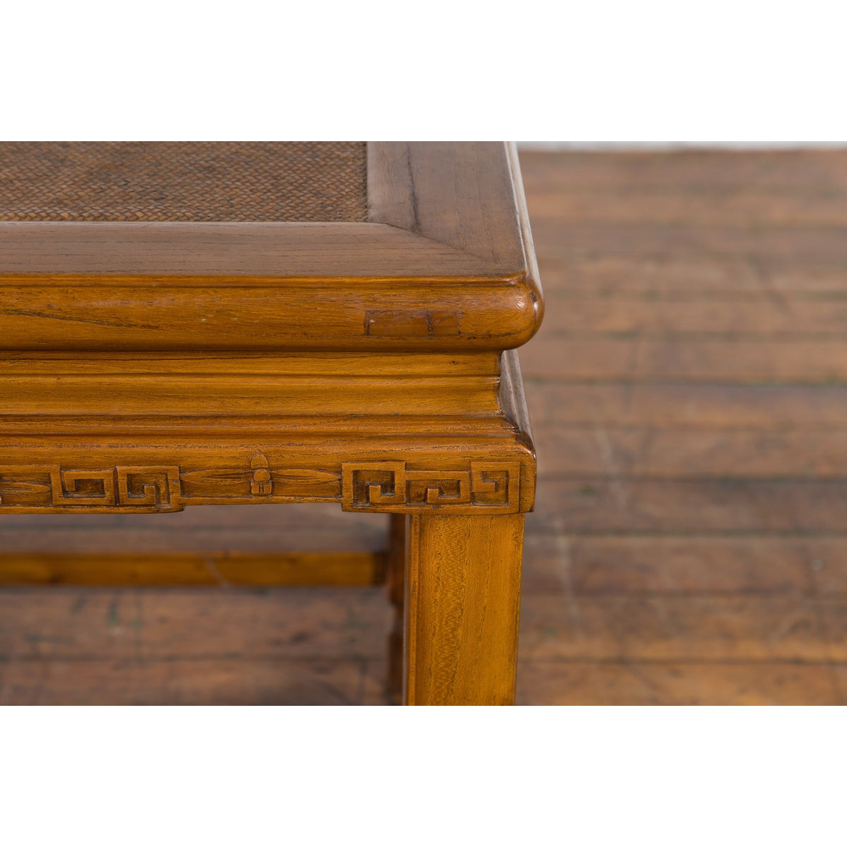 Chinese Early 20th Century Side Table with Carved Apron and Woven Rattan Top-7. Asian & Chinese Furniture, Art, Antiques, Vintage Home Décor for sale at FEA Home
