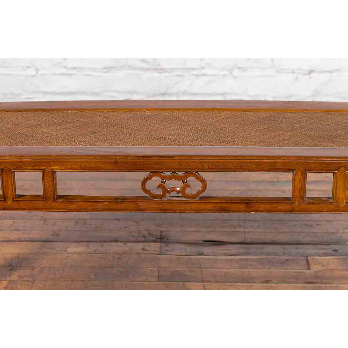 Qing Dynasty 19th Century Chinese Coffee Table with Rattan Top and Carved Apron-6. Asian & Chinese Furniture, Art, Antiques, Vintage Home Décor for sale at FEA Home