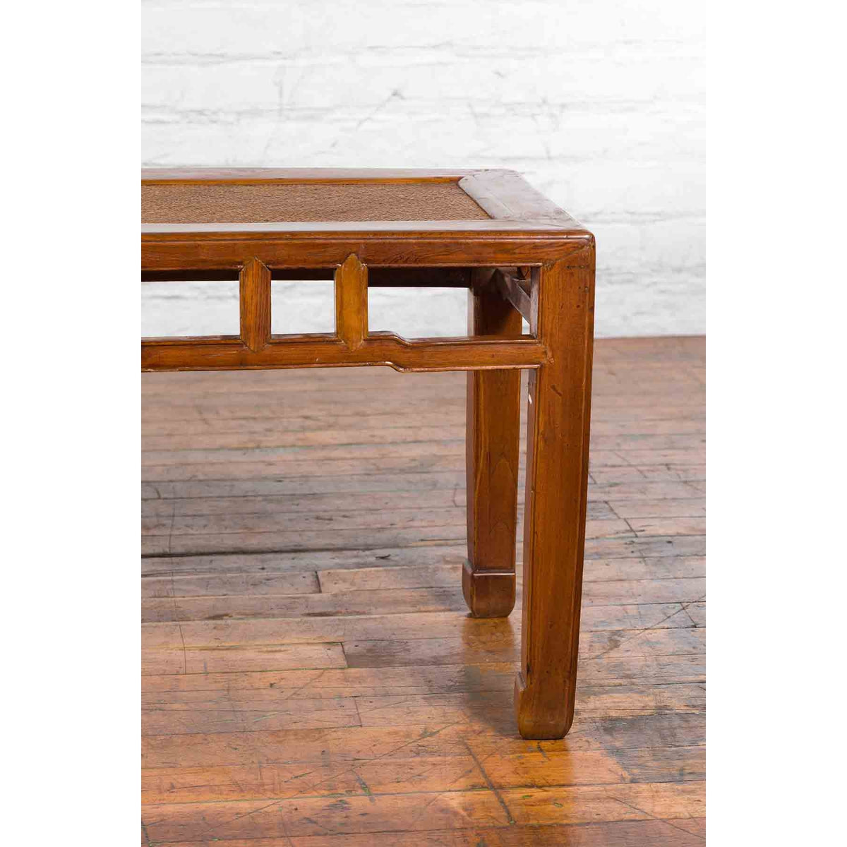 Qing Dynasty 19th Century Chinese Coffee Table with Rattan Top and Carved Apron-10. Asian & Chinese Furniture, Art, Antiques, Vintage Home Décor for sale at FEA Home