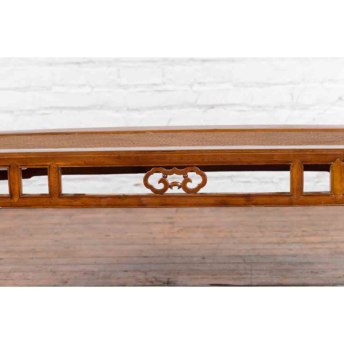 Qing Dynasty 19th Century Chinese Coffee Table with Rattan Top and Carved Apron-11. Asian & Chinese Furniture, Art, Antiques, Vintage Home Décor for sale at FEA Home