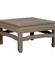 Vintage Thai Blue Washed Teakwood Waisted Coffee Table with Horse Hoof Legs-1. Asian & Chinese Furniture, Art, Antiques, Vintage Home Décor for sale at FEA Home