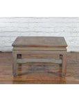 Vintage Thai Blue Washed Teakwood Waisted Coffee Table with Horse Hoof Legs-10. Asian & Chinese Furniture, Art, Antiques, Vintage Home Décor for sale at FEA Home