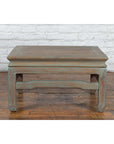 Vintage Thai Blue Washed Teakwood Waisted Coffee Table with Horse Hoof Legs-3. Asian & Chinese Furniture, Art, Antiques, Vintage Home Décor for sale at FEA Home