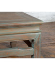 Vintage Thai Blue Washed Teakwood Waisted Coffee Table with Horse Hoof Legs-6. Asian & Chinese Furniture, Art, Antiques, Vintage Home Décor for sale at FEA Home