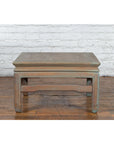 Vintage Thai Blue Washed Teakwood Waisted Coffee Table with Horse Hoof Legs-8. Asian & Chinese Furniture, Art, Antiques, Vintage Home Décor for sale at FEA Home