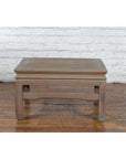 Vintage Thai Blue Washed Teakwood Waisted Coffee Table with Horse Hoof Legs-9. Asian & Chinese Furniture, Art, Antiques, Vintage Home Décor for sale at FEA Home