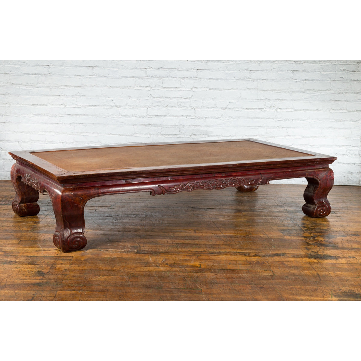 Chinese Qing Dynasty 19th Century Mahogany Stained Coffee Table with Rattan Top-14. Asian & Chinese Furniture, Art, Antiques, Vintage Home Décor for sale at FEA Home