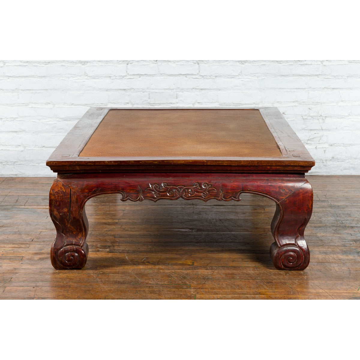 Chinese Qing Dynasty 19th Century Mahogany Stained Coffee Table with Rattan Top-18. Asian & Chinese Furniture, Art, Antiques, Vintage Home Décor for sale at FEA Home