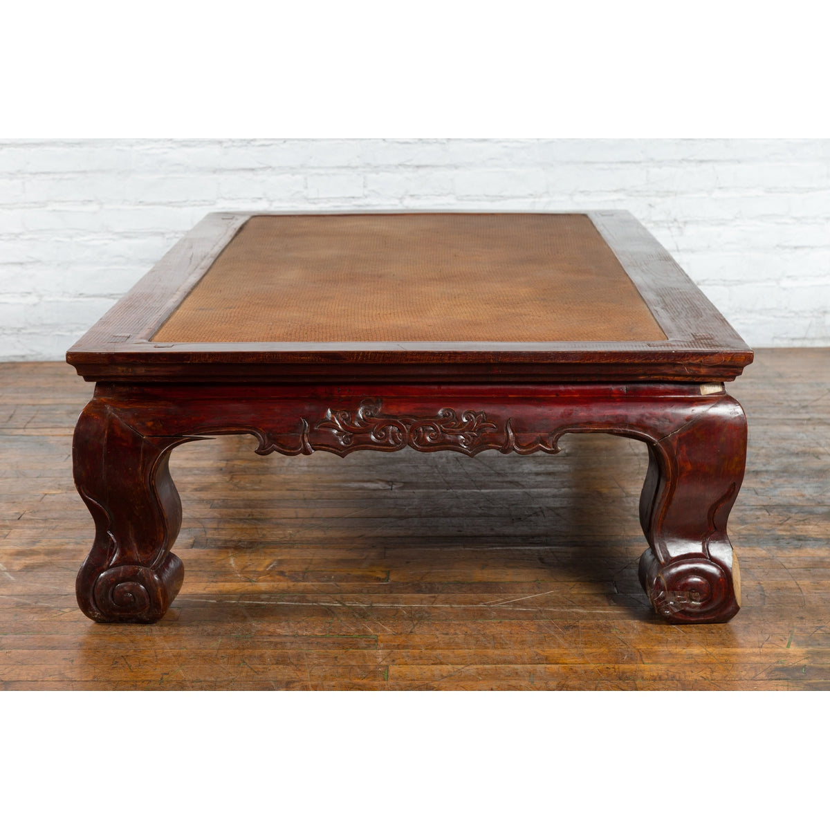 Chinese Qing Dynasty 19th Century Mahogany Stained Coffee Table with Rattan Top-3. Asian & Chinese Furniture, Art, Antiques, Vintage Home Décor for sale at FEA Home