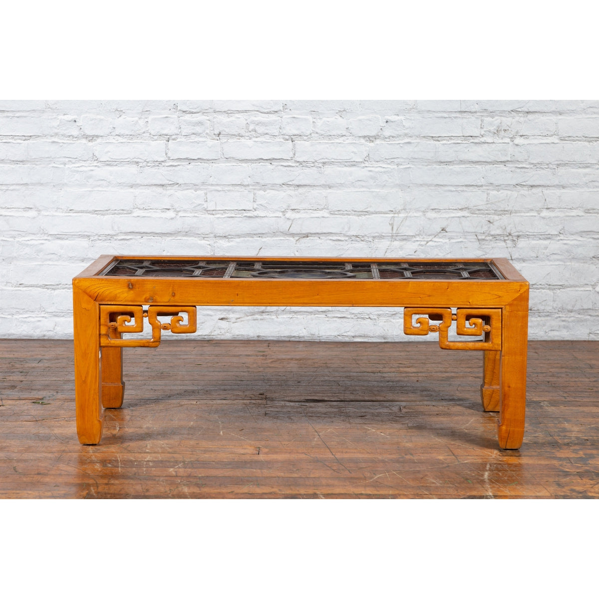 Chinese Qing Dynasty 19th Century Wooden Coffee Table with Stained Glass Top-15. Asian & Chinese Furniture, Art, Antiques, Vintage Home Décor for sale at FEA Home