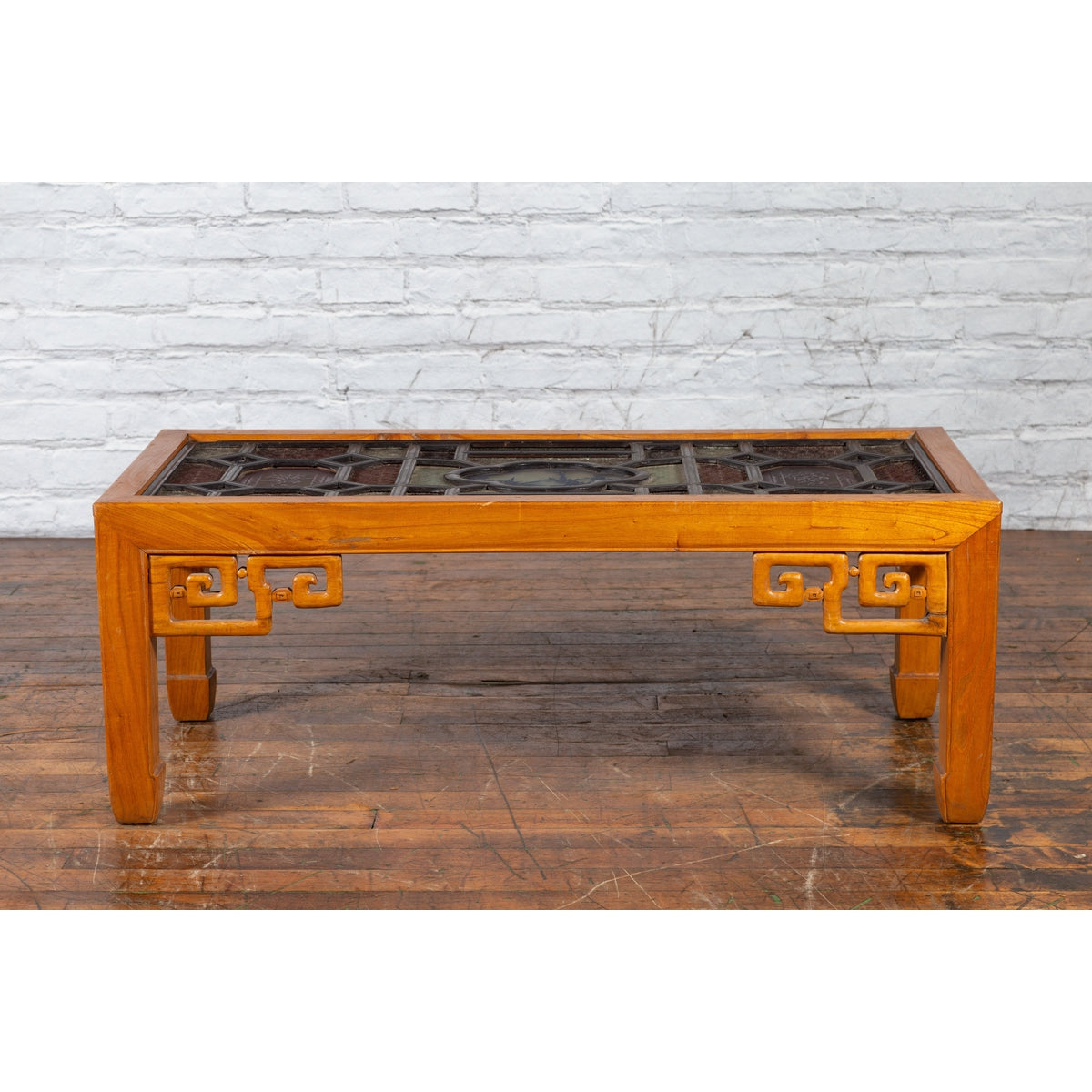 Chinese Qing Dynasty 19th Century Wooden Coffee Table with Stained Glass Top-4. Asian & Chinese Furniture, Art, Antiques, Vintage Home Décor for sale at FEA Home