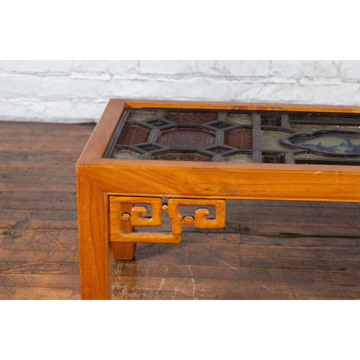 Chinese Qing Dynasty 19th Century Wooden Coffee Table with Stained Glass Top-6. Asian & Chinese Furniture, Art, Antiques, Vintage Home Décor for sale at FEA Home