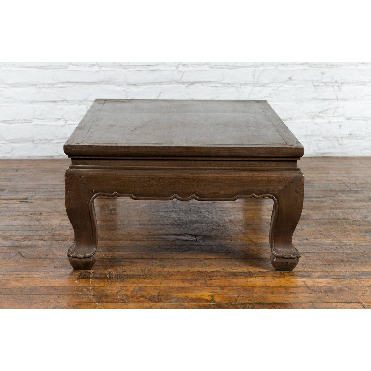 Thai Teak Wood Vintage Coffee Table with Carved Apron and Dark Brown Patina-13. Asian & Chinese Furniture, Art, Antiques, Vintage Home Décor for sale at FEA Home