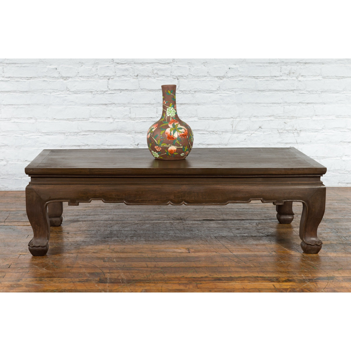 Thai Teak Wood Vintage Coffee Table with Carved Apron and Dark Brown Patina-3. Asian & Chinese Furniture, Art, Antiques, Vintage Home Décor for sale at FEA Home