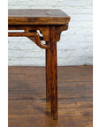 Chinese Qing Dynasty Ming Style Elmwood Wine Table with Distressed Patina-8. Asian & Chinese Furniture, Art, Antiques, Vintage Home Décor for sale at FEA Home