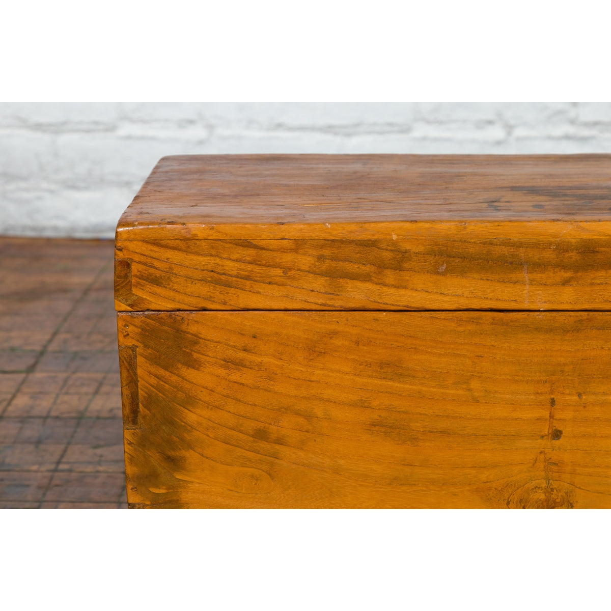 Chinese Qing Dynasty 19th Century Long Wooden Scroll Box with Brass Hardware-10. Asian & Chinese Furniture, Art, Antiques, Vintage Home Décor for sale at FEA Home