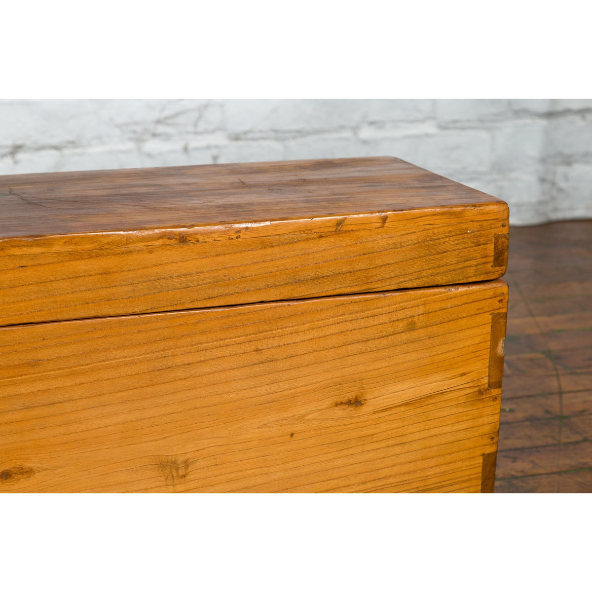 Chinese Qing Dynasty 19th Century Long Wooden Scroll Box with Brass Hardware-13. Asian & Chinese Furniture, Art, Antiques, Vintage Home Décor for sale at FEA Home