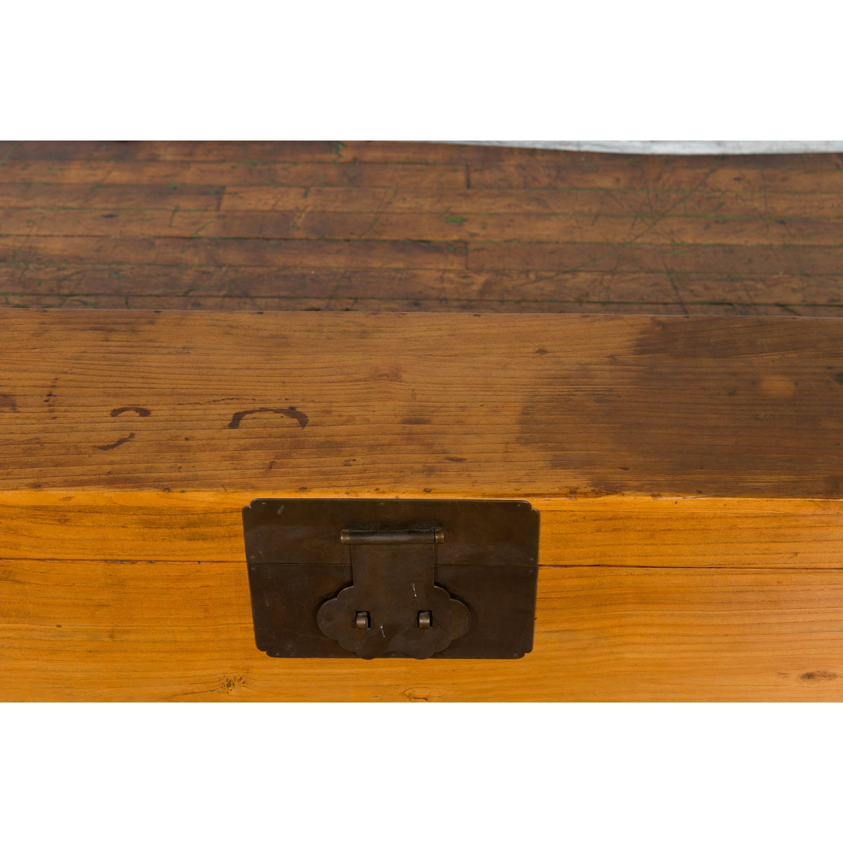 Chinese Qing Dynasty 19th Century Long Wooden Scroll Box with Brass Hardware-8. Asian & Chinese Furniture, Art, Antiques, Vintage Home Décor for sale at FEA Home