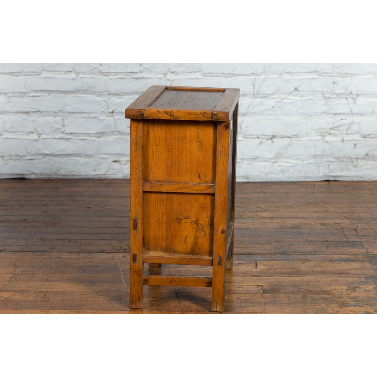 Chinese Late Qing Dynasty Period Bedside Wooden Cabinet with Two Small Doors-17. Asian & Chinese Furniture, Art, Antiques, Vintage Home Décor for sale at FEA Home