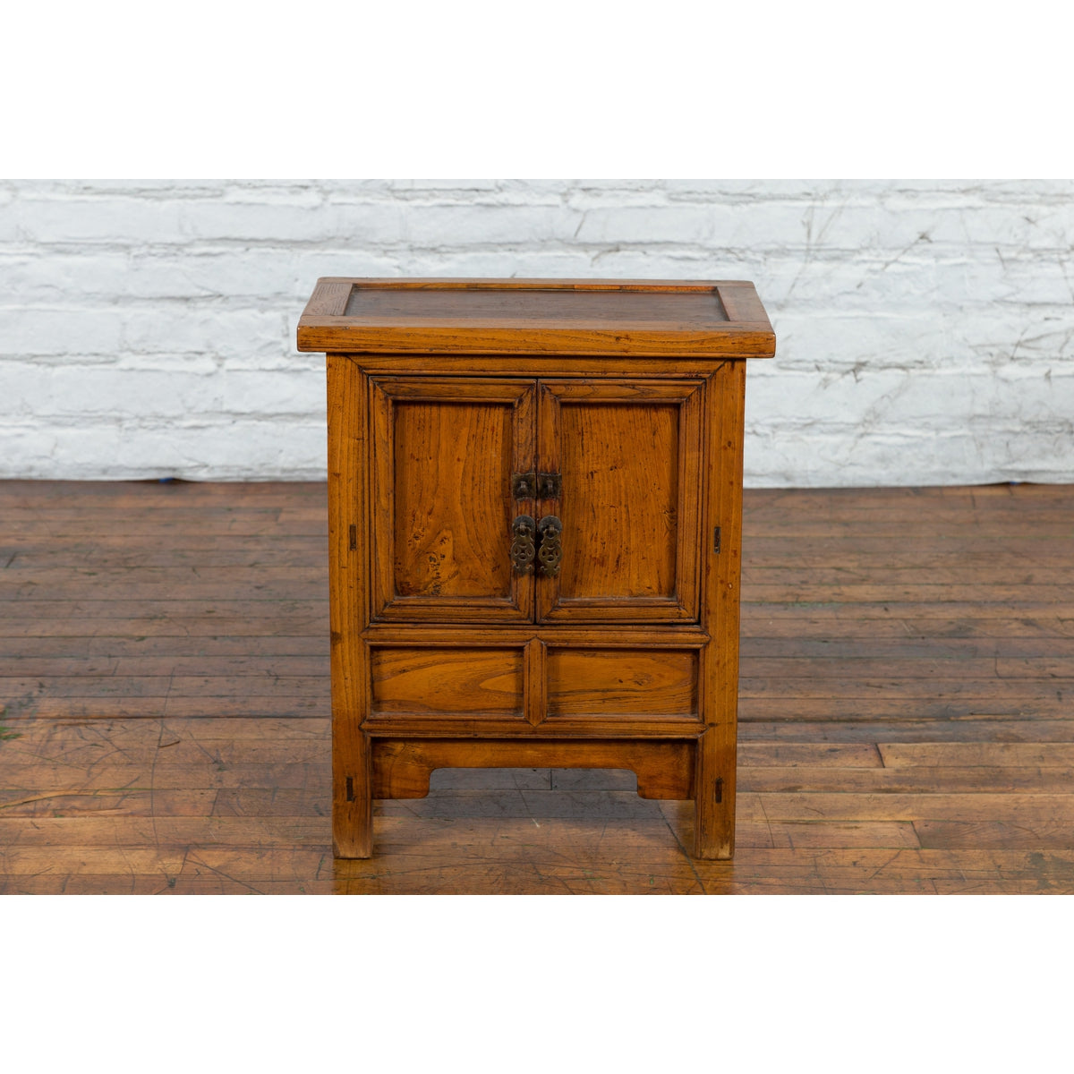 Chinese Late Qing Dynasty Period Bedside Wooden Cabinet with Two Small Doors-2. Asian & Chinese Furniture, Art, Antiques, Vintage Home Décor for sale at FEA Home
