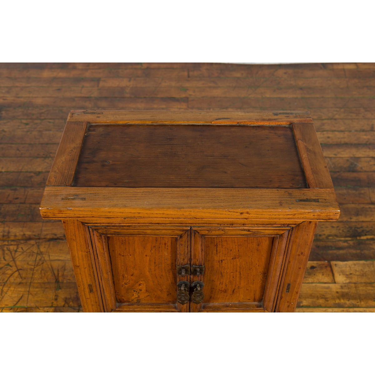 Chinese Late Qing Dynasty Period Bedside Wooden Cabinet with Two Small Doors-7. Asian & Chinese Furniture, Art, Antiques, Vintage Home Décor for sale at FEA Home
