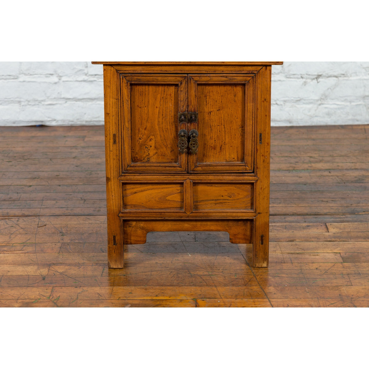 Chinese Late Qing Dynasty Period Bedside Wooden Cabinet with Two Small Doors-9. Asian & Chinese Furniture, Art, Antiques, Vintage Home Décor for sale at FEA Home