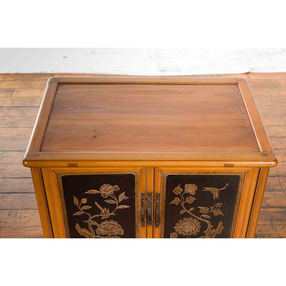 Two Chinese Qing Dynasty Fruitwood Side Cabinets with Carved Décor, Sold Each-13. Asian & Chinese Furniture, Art, Antiques, Vintage Home Décor for sale at FEA Home