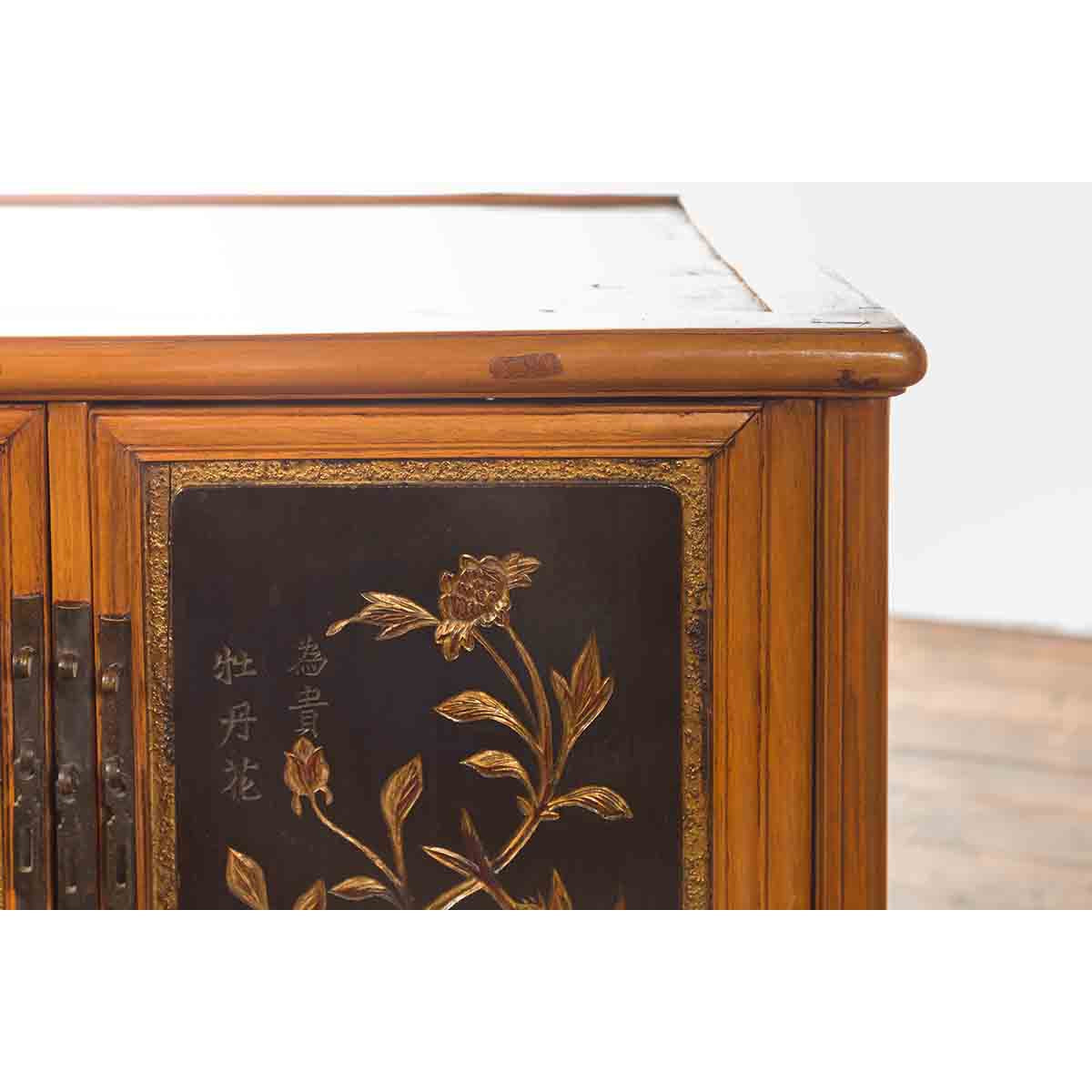 Two Chinese Qing Dynasty Fruitwood Side Cabinets with Carved Décor, Sold Each-14. Asian & Chinese Furniture, Art, Antiques, Vintage Home Décor for sale at FEA Home