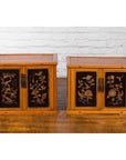 Two Chinese Qing Dynasty Fruitwood Side Cabinets with Carved Décor, Sold Each-16. Asian & Chinese Furniture, Art, Antiques, Vintage Home Décor for sale at FEA Home
