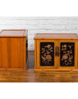 Two Chinese Qing Dynasty Fruitwood Side Cabinets with Carved Décor, Sold Each-17. Asian & Chinese Furniture, Art, Antiques, Vintage Home Décor for sale at FEA Home