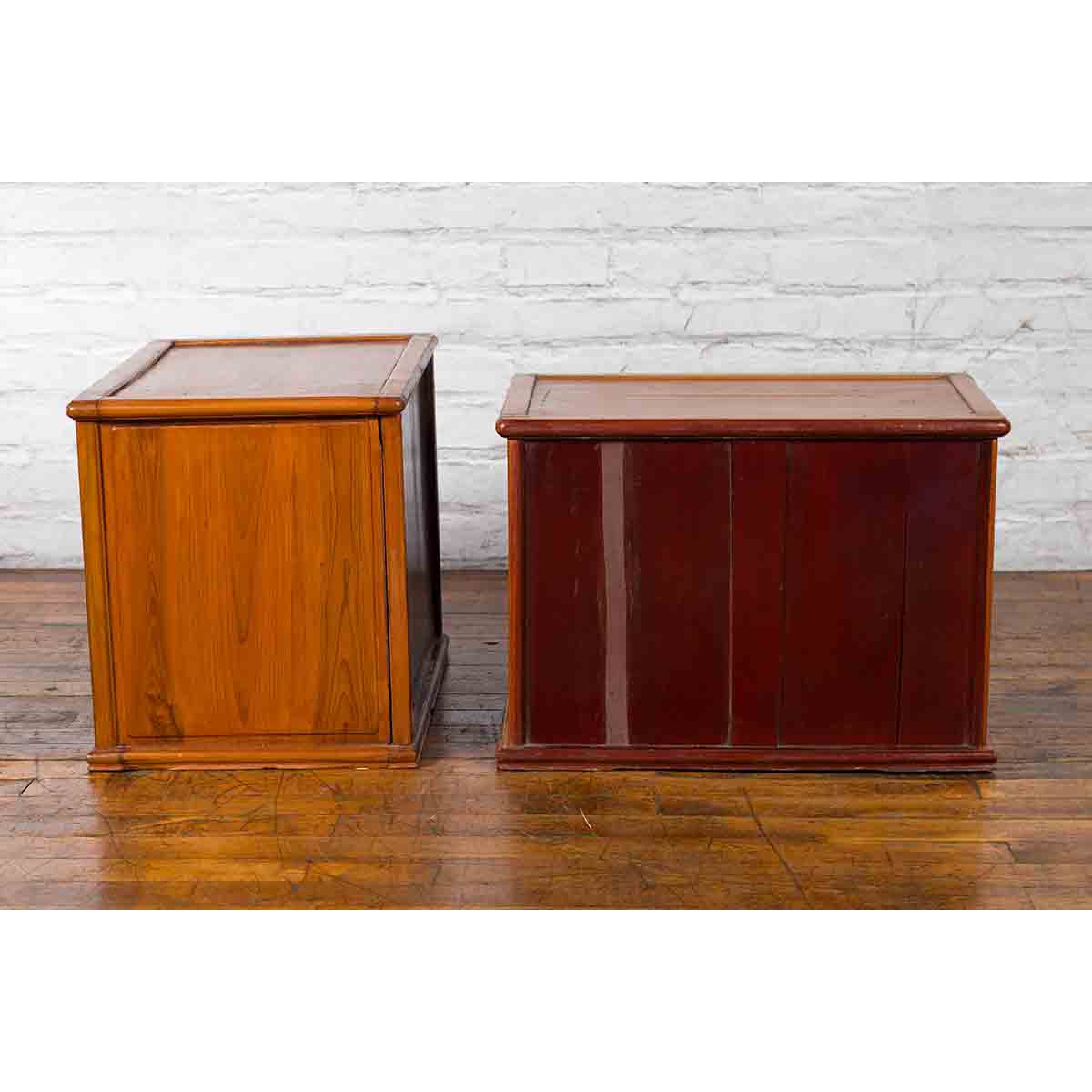 Two Chinese Qing Dynasty Fruitwood Side Cabinets with Carved Décor, Sold Each-19. Asian & Chinese Furniture, Art, Antiques, Vintage Home Décor for sale at FEA Home