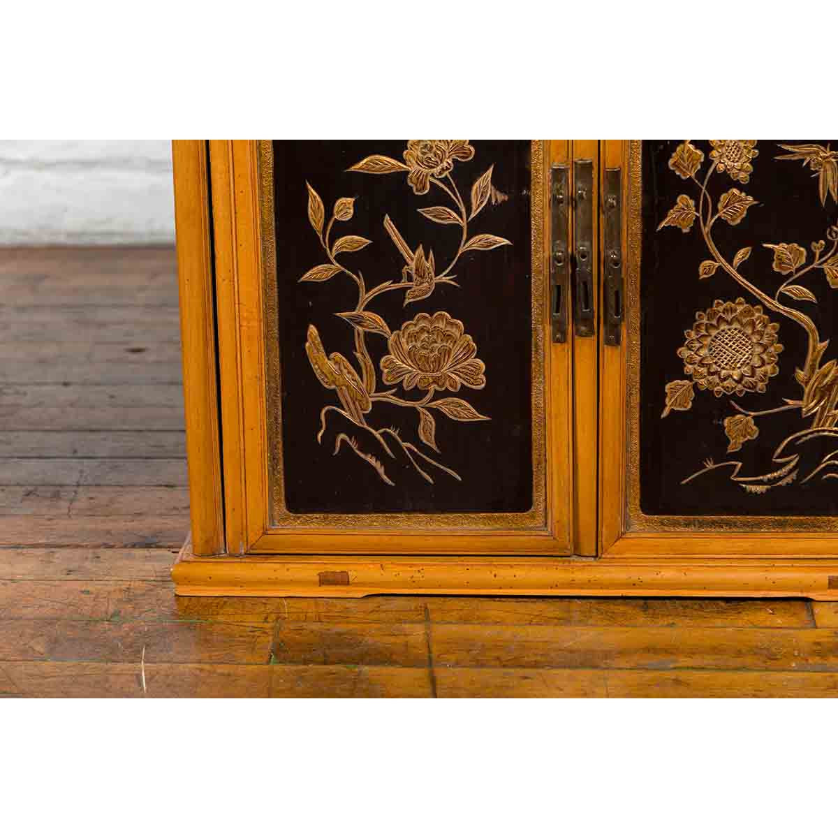 Two Chinese Qing Dynasty Fruitwood Side Cabinets with Carved Décor, Sold Each-7. Asian & Chinese Furniture, Art, Antiques, Vintage Home Décor for sale at FEA Home