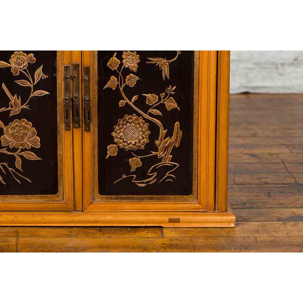 Two Chinese Qing Dynasty Fruitwood Side Cabinets with Carved Décor, Sold Each-8. Asian & Chinese Furniture, Art, Antiques, Vintage Home Décor for sale at FEA Home