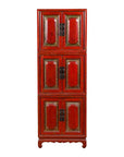 Three Piece Stacked Red Lacquered Cabinet-1. Asian & Chinese Furniture, Art, Antiques, Vintage Home Décor for sale at FEA Home