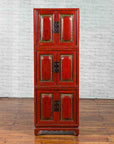 Three Piece Stacked Red Lacquered Cabinet-2. Asian & Chinese Furniture, Art, Antiques, Vintage Home Décor for sale at FEA Home