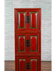 Three Piece Stacked Red Lacquered Cabinet-8. Asian & Chinese Furniture, Art, Antiques, Vintage Home Décor for sale at FEA Home