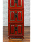 Three Piece Stacked Red Lacquered Cabinet-9. Asian & Chinese Furniture, Art, Antiques, Vintage Home Décor for sale at FEA Home