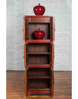 Three Piece Stacked Red Lacquered Cabinet-3. Asian & Chinese Furniture, Art, Antiques, Vintage Home Décor for sale at FEA Home