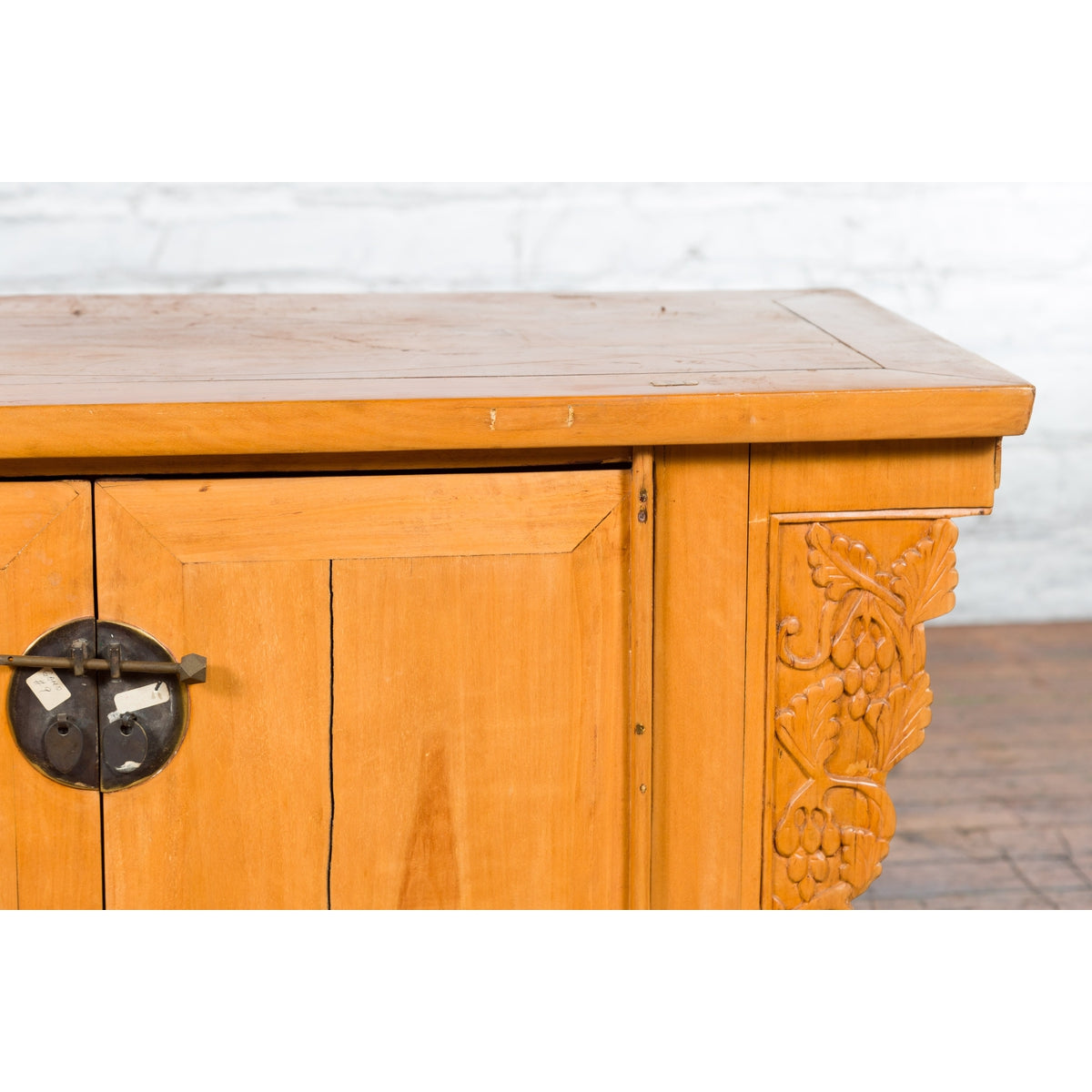 19th Century Qing Dynasty Period Chinese Elm Wood Carved Butterfly Sideboard-6. Asian & Chinese Furniture, Art, Antiques, Vintage Home Décor for sale at FEA Home
