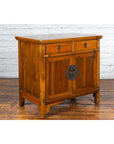 Chinese Early 20th Century Elmwood Side Chest with Bronze Medallion Hardware-11. Asian & Chinese Furniture, Art, Antiques, Vintage Home Décor for sale at FEA Home