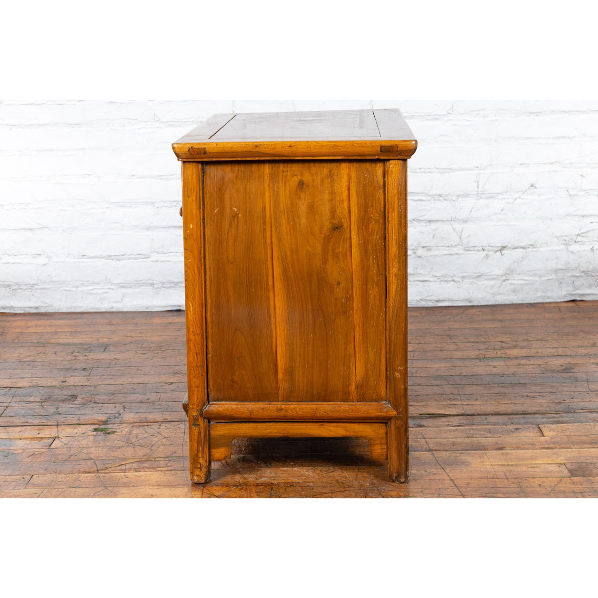 Chinese Early 20th Century Elmwood Side Chest with Bronze Medallion Hardware-14. Asian & Chinese Furniture, Art, Antiques, Vintage Home Décor for sale at FEA Home