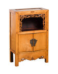 19th Century Chinese Qing Dynasty Small Cabinet with Carved Shelf and Apron-1. Asian & Chinese Furniture, Art, Antiques, Vintage Home Décor for sale at FEA Home