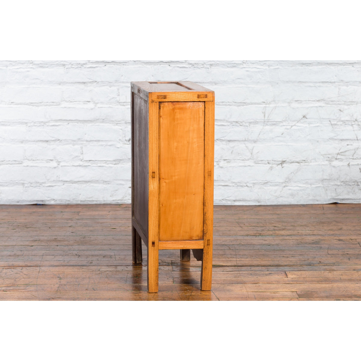 19th Century Chinese Qing Dynasty Small Cabinet with Carved Shelf and Apron-10. Asian & Chinese Furniture, Art, Antiques, Vintage Home Décor for sale at FEA Home