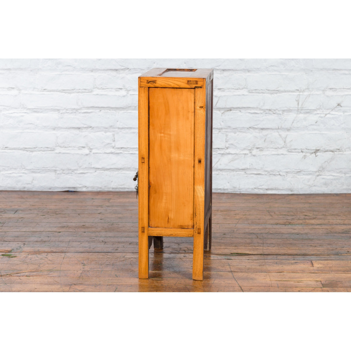 19th Century Chinese Qing Dynasty Small Cabinet with Carved Shelf and Apron-12. Asian & Chinese Furniture, Art, Antiques, Vintage Home Décor for sale at FEA Home